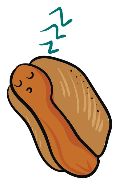 Sleeping hot dog, vector or color illustration. — Stock Vector