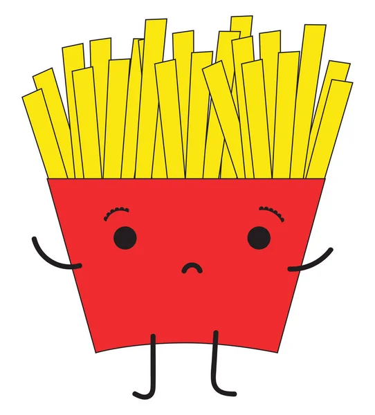 Patatas fritas tristes, vector o ilustración en color . — Vector de stock