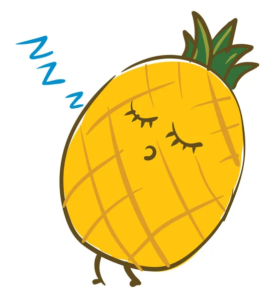 Sovande ananas, vektor eller färg illustration. — Stock vektor