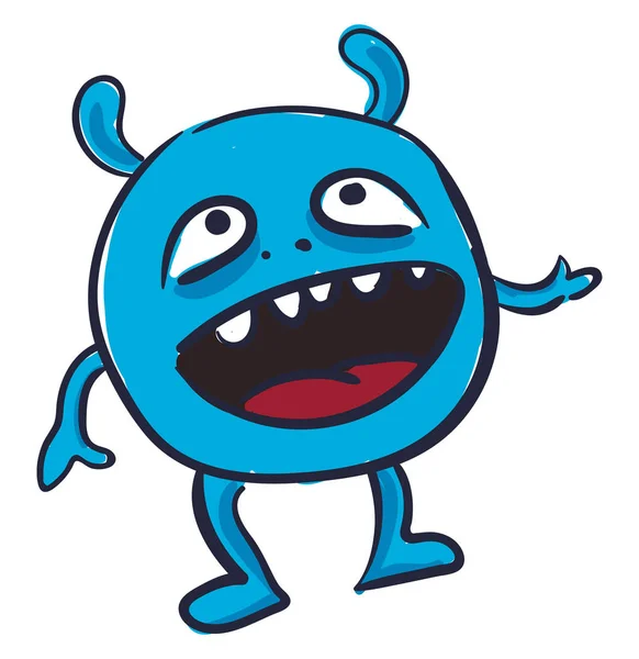 Blauw monster, vector of kleur illustratie. — Stockvector