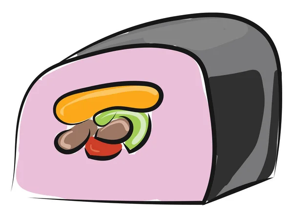Sushi con illustrazione vegetale, vettoriale o a colori . — Vettoriale Stock
