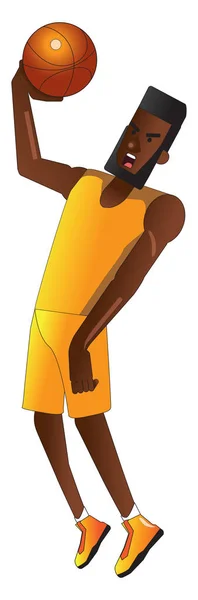 Basketspelare i en gul Jersey, illustration, vektor på WH — Stock vektor