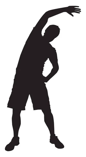 Silhouette of a man how stretches out , illustration, vector on — Stock Vector