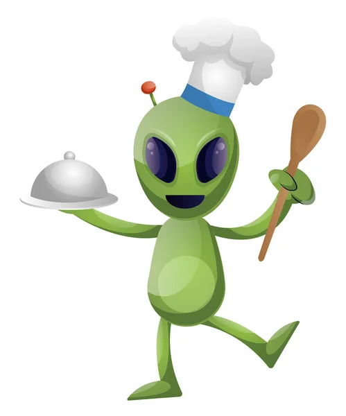 Chef extraterrestre, illustration, vecteur sur fond blanc . — Image vectorielle