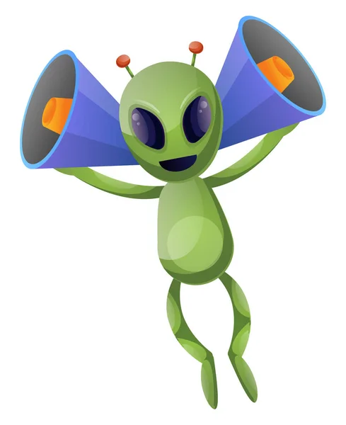 Alien met grote oren, illustratie, vector op witte achtergrond. — Stockvector