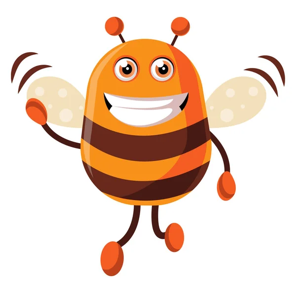 Bee is waving, illustration, vector on white background. — Stock Vector