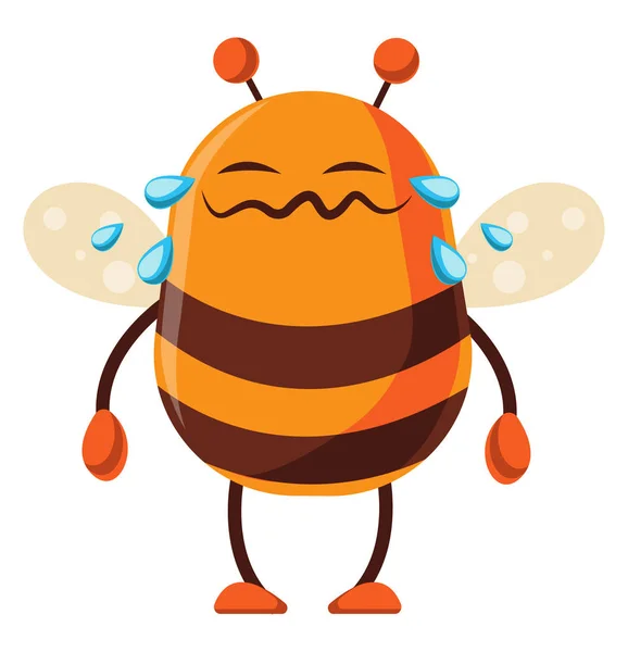 La abeja está llorando, ilustración, vector sobre fondo blanco . — Vector de stock