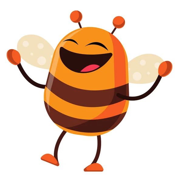 Bee is cheerful, illustration, vector on white background. — Stock Vector