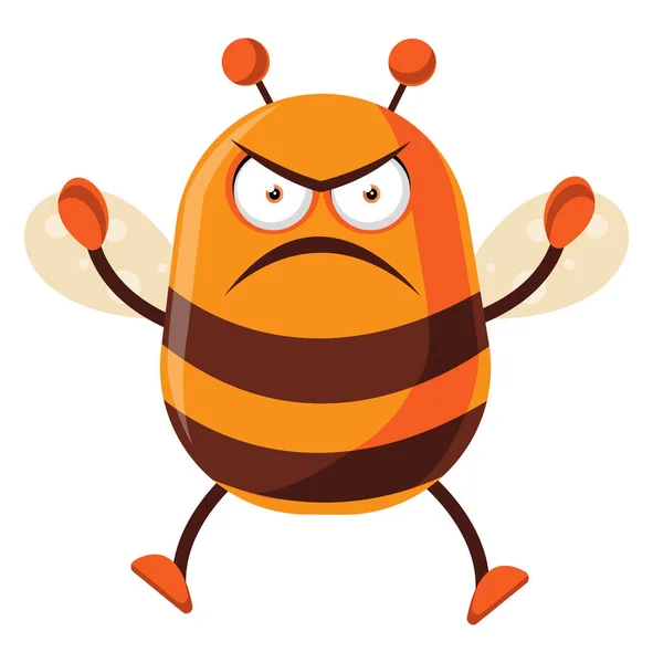 Bee is boos, illustratie, vector op witte achtergrond. — Stockvector