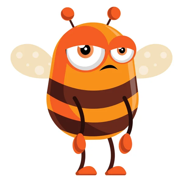 Bee is vervelen, illustratie, vector op witte achtergrond. — Stockvector