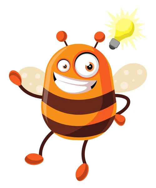 Bee heeft een geweldig idee, illustratie, vector op witte achtergrond. — Stockvector