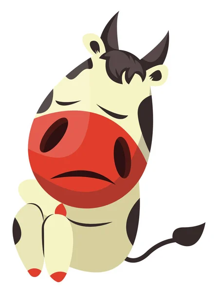 La vache se sent triste, illustration, vecteur sur fond blanc . — Image vectorielle