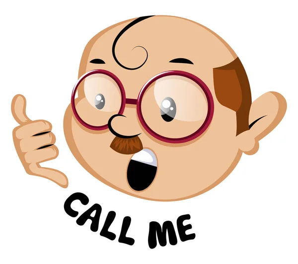 Lustige menschliche emoji mit call me sign, illustration, vektor auf whi — Stockvektor