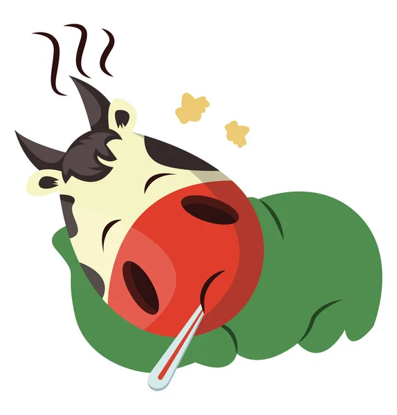 Vache a une fièvre, illustration, vecteur sur fond blanc . — Image vectorielle