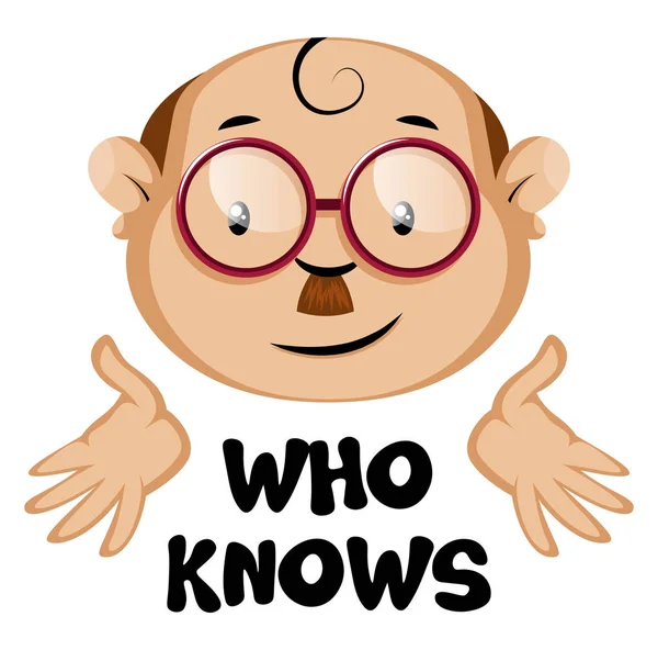 Divertente emoji umano con un che conosce lettere, illustrazione, vettore — Vettoriale Stock