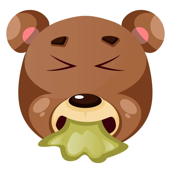 Brown bear is feeling a little bit sick, illustration, vector on — Stock Vector