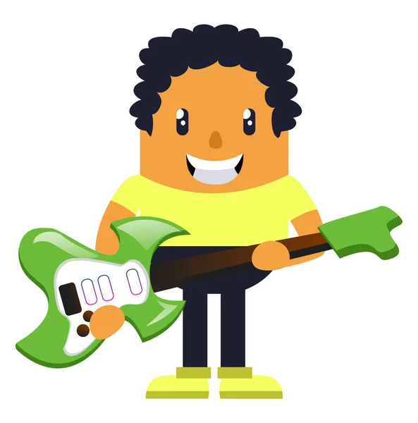 Homme tenant la guitare verte, illustration, vecteur sur fond blanc — Image vectorielle
