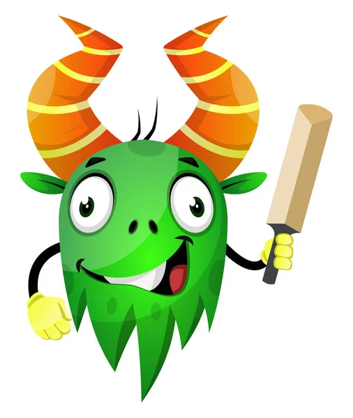 Monster with small sword, illustration, vector on white backgrou — Stock Vector