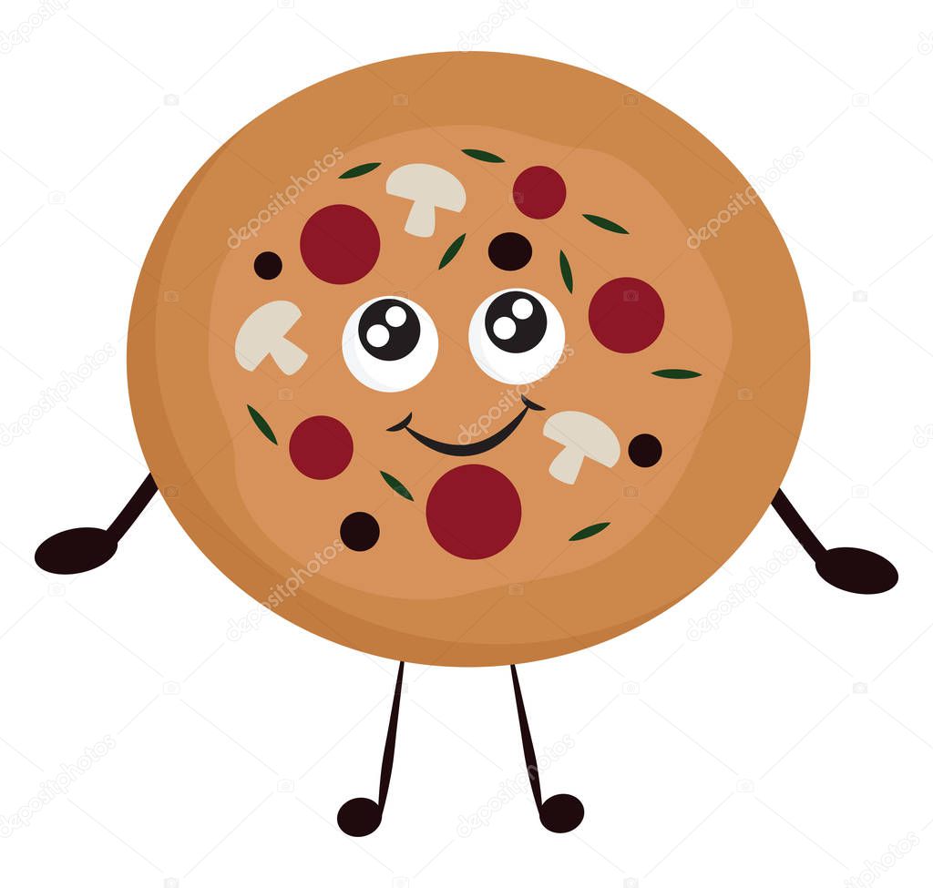 A Round Shaped Pizza With Many Toppings With Cute Little Face And Two Hands And Legs Vector Color Drawing Or Illustration Premium Vector In Adobe Illustrator Ai Ai Format,Best Portable Grill For Camping