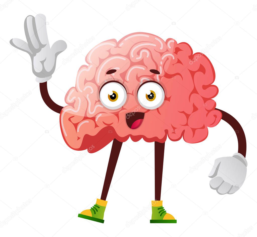 Brain is waving, illustration, vector on white background.