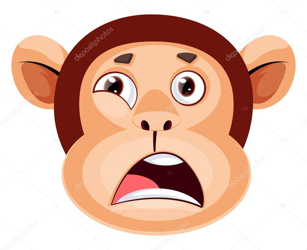 Monkey is feeling stressed, illustration, vector on white backgr