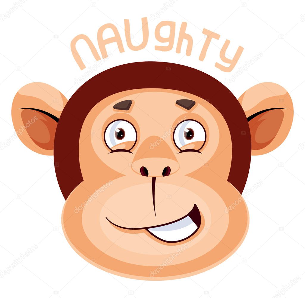Monkey is feeling naughty, illustration, vector on white background.