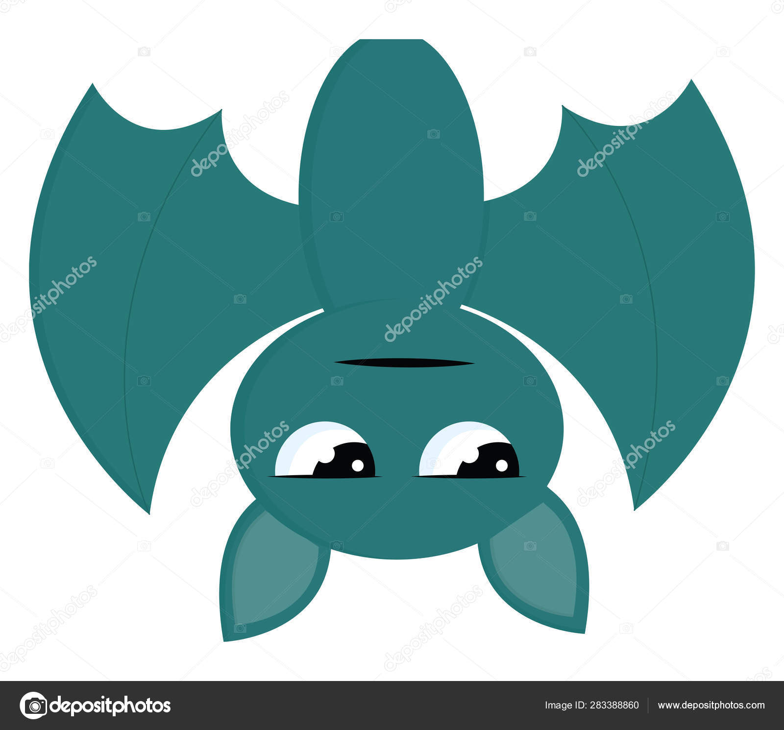A bat hanging upside down, vector or color illustration. Stock Vector