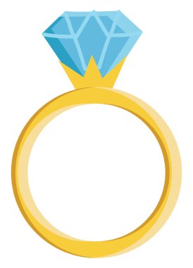 Altın elmas yüzük, vektör veya renk illüstrasyon.