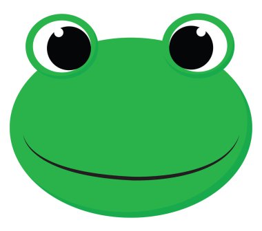 Mutlu bir yeşil kurbağa, vektör veya renk illüstrasyon.