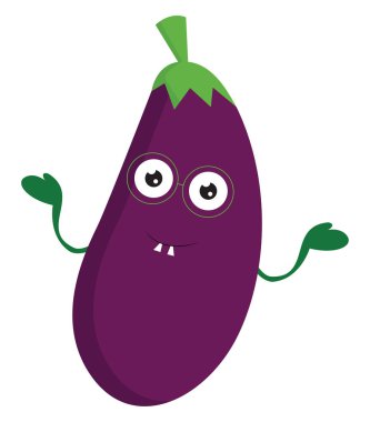 Gözlüklü, vektörlü veya renkli bir patlıcan.