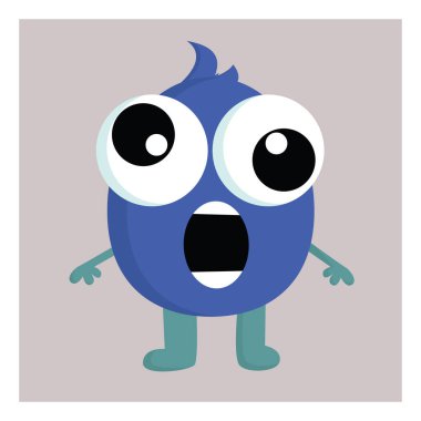 Çılgın bir mavi canavar, vektör veya renk illüstrasyon.