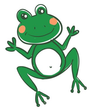 Sevimli bir kurbağa, vektör veya renk illüstrasyon.