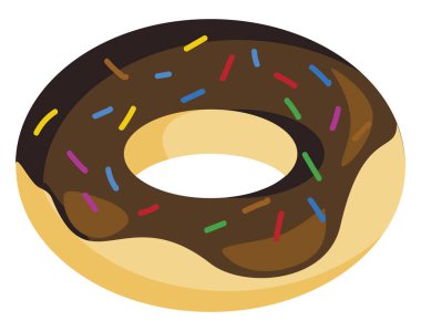 Bir çikolatalı çörek, vektör veya renk illüstrasyon.