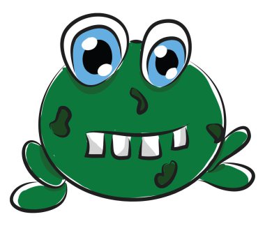 Büyük gözlü, vektör veya renk illüstrasyonlu bir kurbağa.