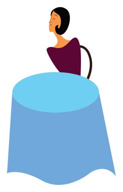 Kafede bir kız, vektör veya renk illüstrasyon.