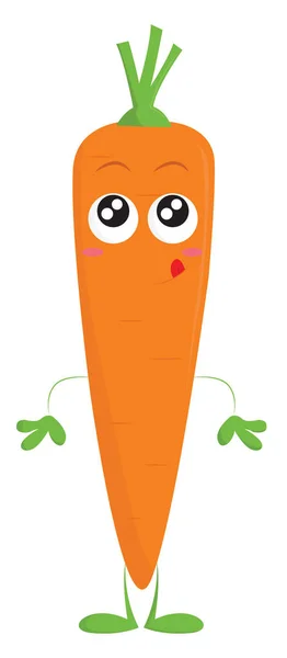 A carrot with rosy cheeks, vector or color illustration. — Stock Vector