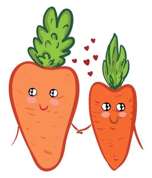 Морковь, держащаяся за руки, векторная или цветная иллюстрация . — стоковый вектор