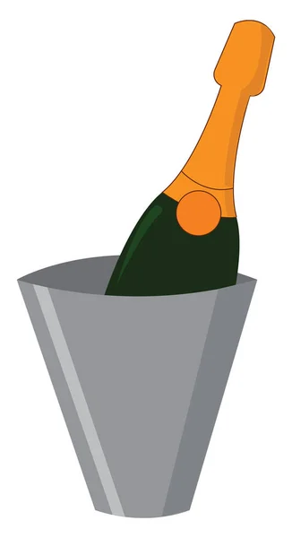 Champagne in un secchio, vettore o illustrazione a colori . — Vettoriale Stock
