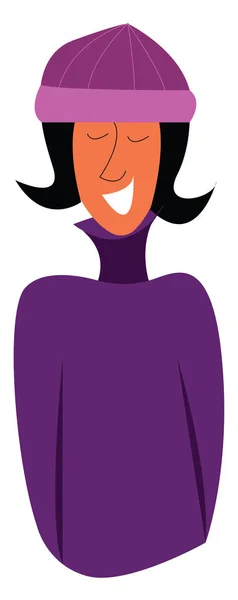 Une fille avec un chapeau violet, vecteur ou illustration couleur . — Image vectorielle