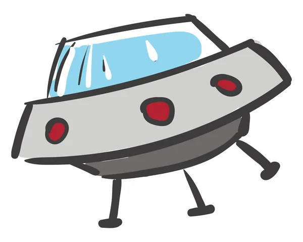 Un ufo avec des lumières rouges, vecteur ou illustration couleur . — Image vectorielle
