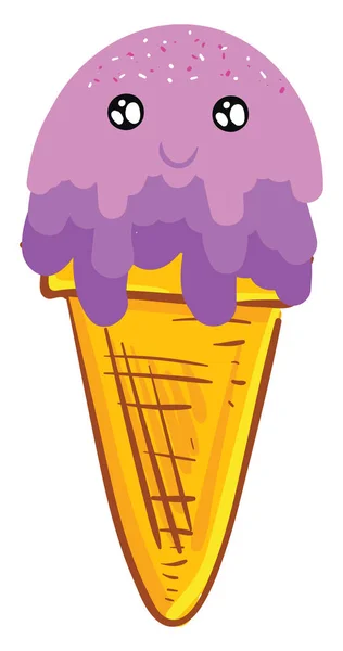 快乐的紫色冰淇淋、矢量或彩色插图. — 图库矢量图片