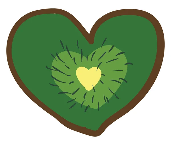 Un kiwi con forma de corazón, vector o ilustración en color . — Vector de stock