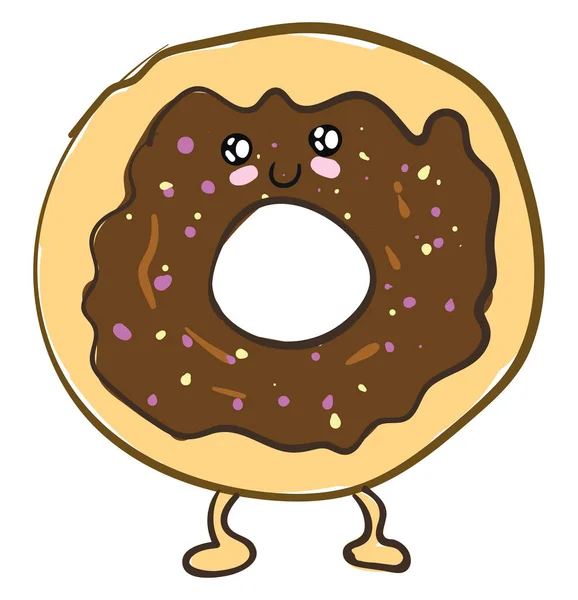 Un donut de chocolate lindo, vector o ilustración de color . — Vector de stock