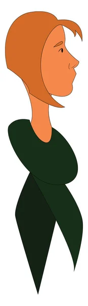 Uma menina com um lenço verde, vetor ou ilustração de cor . — Vetor de Stock