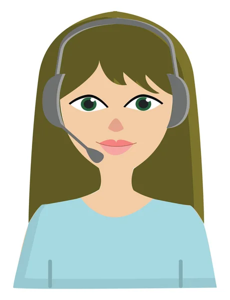 Дівчина з навушниками, векторна або кольорова ілюстрація . — стоковий вектор