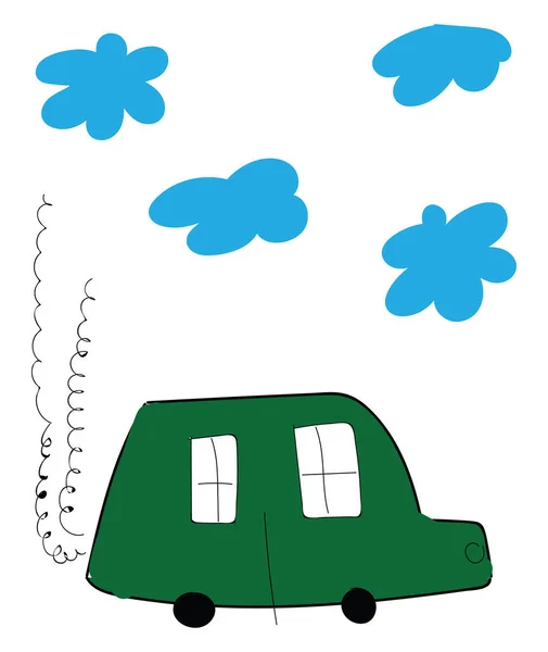 Een groene auto, vector of kleur illustratie. — Stockvector