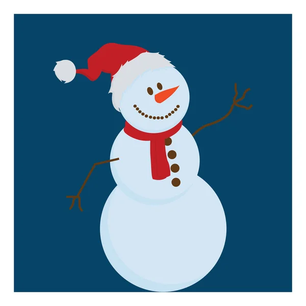 Un pupazzo di neve felice, vettore o illustrazione a colori . — Vettoriale Stock