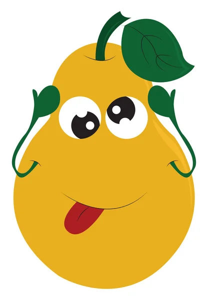 Una pera gialla con occhi scintillanti, vettore o illustrazione a colori . — Vettoriale Stock