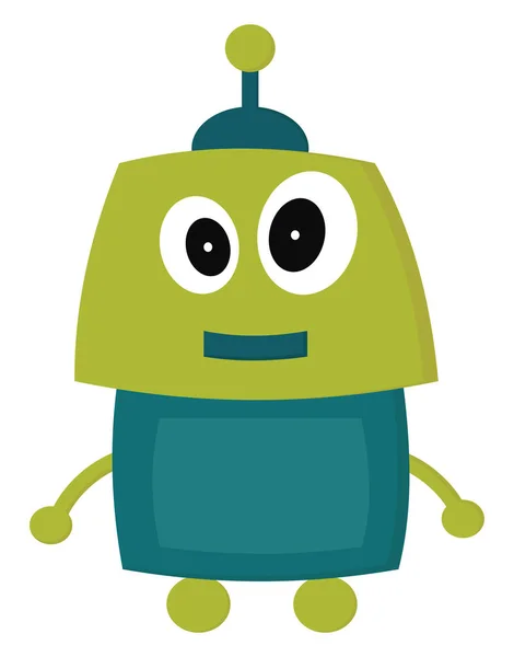 Un robot felice verde, vettore o illustrazione a colori . — Vettoriale Stock