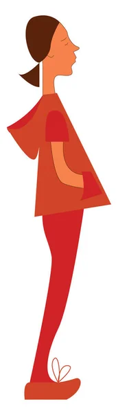 En flicka i orange, vektor eller färg illustration. — Stock vektor